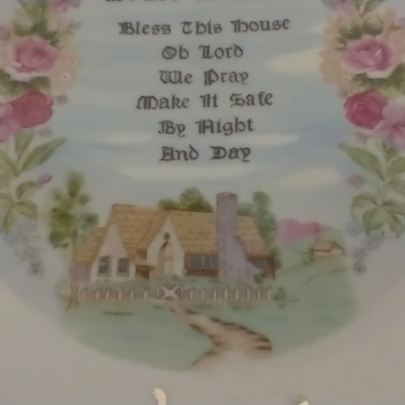 Ceramic House Blessing Plate Gold Gilded Made in Japan - Picture 5 of 16